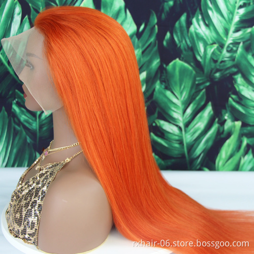 Drop Shipping Ginger Color Preplucked Human Hair Lace Front Wigs Orange #350 Color Wholesale Lace Wig